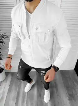 Hanorac barbati slim fit alb K034 85-2
