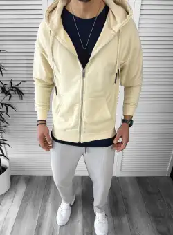 Hanorac barbati slim fit bej K109