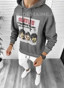 Hanorac barbati slim fit gri deschis K113 O2-3.1