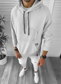 Hanorac barbati slim fit gri K004 128-3