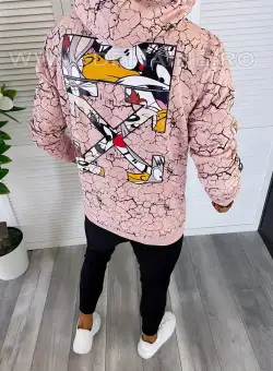 Hanorac barbati slim fit roz pudra K482 24-4.2