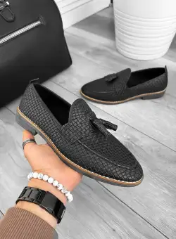 Mocasini barbati negri tapla subtire piele eco comozi 12216 N2-3