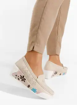 Mocasini cu platforma Havana bej