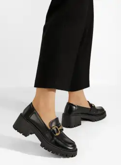 Mocasini cu talpa groasa Naimara negri