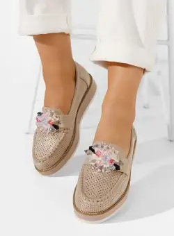 Mocasini cu talpa groasa Veiga V2 aurii