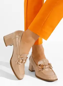 Mocasini cu toc Alyla bej