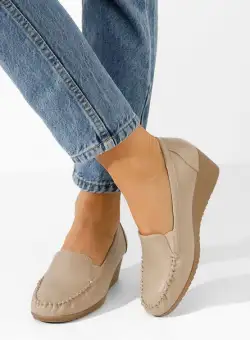 Mocasini dama cu platforma Alpha bej