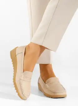 Mocasini piele naturala Valmera V2 bej