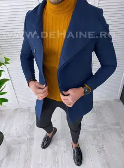 Palton barbati asimetric bleumarin B3076 P19-3.2