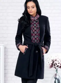 Palton negru cu motive traditionale Viorela