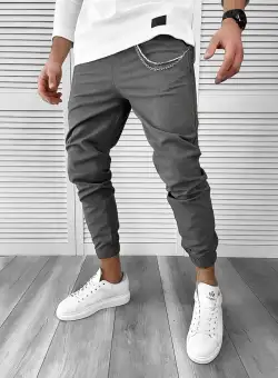 Pantaloni barbati casual gri inchis 7182 G6-1