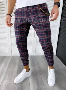 Pantaloni barbati casual regular fit in carouri B1822 7-4.1