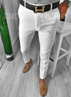 Pantaloni barbati eleganti albi ZR A6688 B13