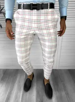 Pantaloni barbati eleganti fit in carouri B8497 N6-5.3