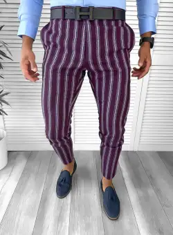 Pantaloni barbati eleganti grena B1556 I5-6