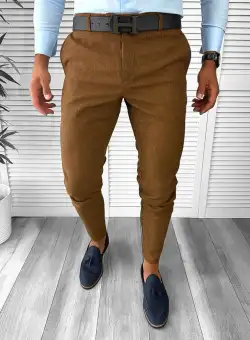 Pantaloni barbati eleganti maro B1769 F1 U