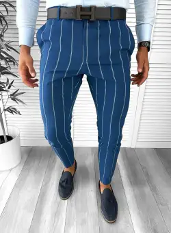 Pantaloni barbati eleganti regular fit albastri B1874 B15-3.2