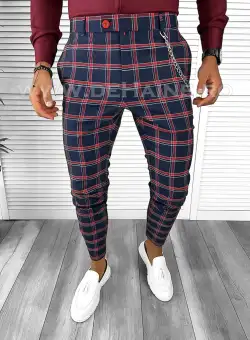 Pantaloni barbati eleganti regular fit in carouri B1744 54-3