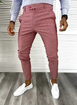 Pantaloni barbati eleganti roz B8812 O2-4.3