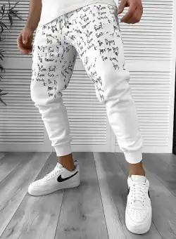 Pantaloni de trening albi conici 172 18-5