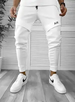 Pantaloni de trening albi conici cu mic defect DEF742 D3-5.3