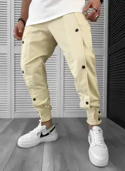 Pantaloni de trening bej conici Y361 100-1.3