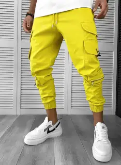 Pantaloni de trening cargo mustar conici Y101 P20-4.3