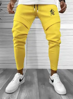 Pantaloni de trening galbeni silon conici 12374 D2-1.4