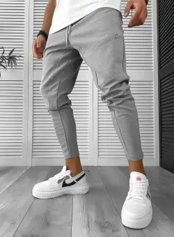 Pantaloni de trening gri conici 12962 20-5