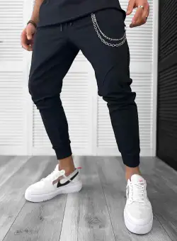 Pantaloni de trening negri conici 13038 N3-4.3