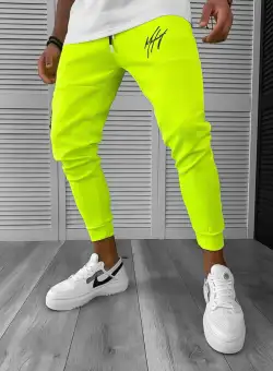 Pantaloni de trening neon silon conici 12378 O4-4.3