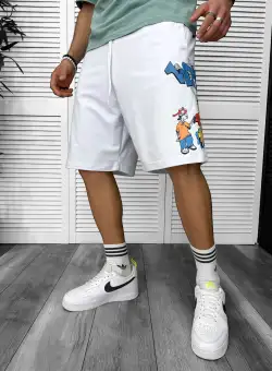 Pantaloni de trening scurti albi cu imprimeu Y240 O3-2.1