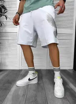 Pantaloni de trening scurti albi cu imprimeu Y248 D4-4.2