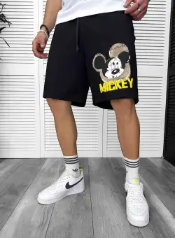 Pantaloni de trening scurti negri cu imprimeu Y241 O2-2.3