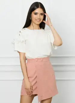 Pantaloni LaDonna scurti roz tip fusta