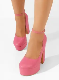 Pantofi cu toc gros si platforma Matea V3 fucsia