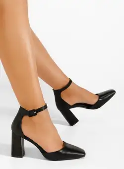 Pantofi cu toc gros Tisha negri