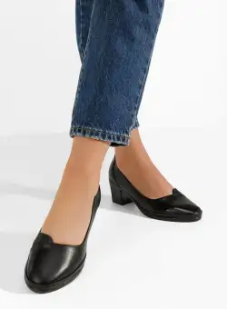 Pantofi cu toc gros Viva negri