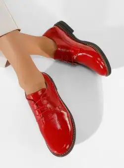Pantofi derby piele Otivera V3 rosii