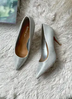 Pantofi eleganti dama cu toc subtire argintii 103