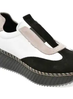 Pantofi GRYXX alb-negru, 252522, din piele naturala
