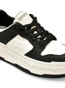 Pantofi GRYXX alb-negru, 8633, din piele naturala