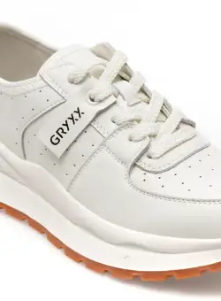 Pantofi GRYXX albi, 23081, din piele naturala
