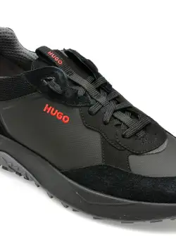 Pantofi HUGO negri, 4348, din piele ecologica