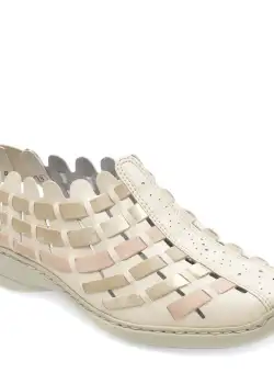 Pantofi RIEKER albi, 413V8, din piele naturala