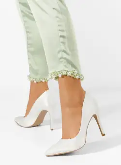 Pantofi stiletto Motina argintii