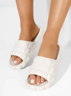 Papuci dama Leymera albi