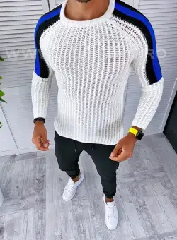 Pulover barbati gros alb slim fit T3570 14-5.1