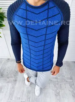 Pulover barbati gros albastru slim fit T3706. 14-5.1