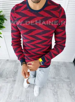Pulover barbati gros grena slim fit T3704 14-5.1